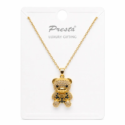 Crystal Teddy Bear Pendant Necklace